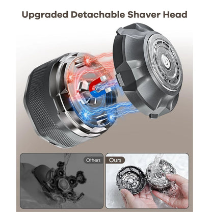 Rechargeable Electric Shaver for Men Single Head Powerful Hair Trimmer Wet/Dry Bald Beard Cutting Machine