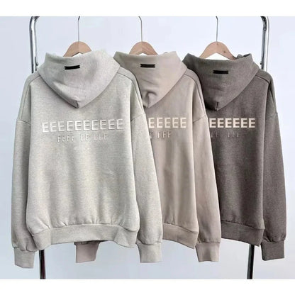 25SS Classic Brand Men's Hoodies Luxury Design Back Double Row Heavy Metal Silicone Letter Hoodies High Street Couple Loose Coat