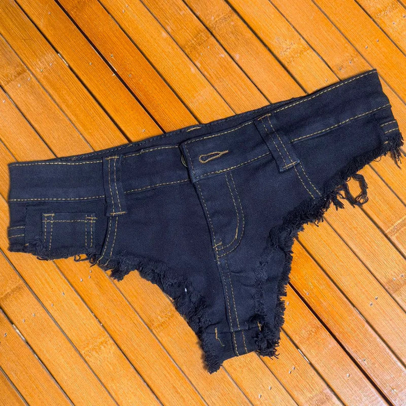 Y2k Denim Skinny Jean Shorts Women Nightclub Sexy Hole Low Waist Super Shorts Hot Pants European and American