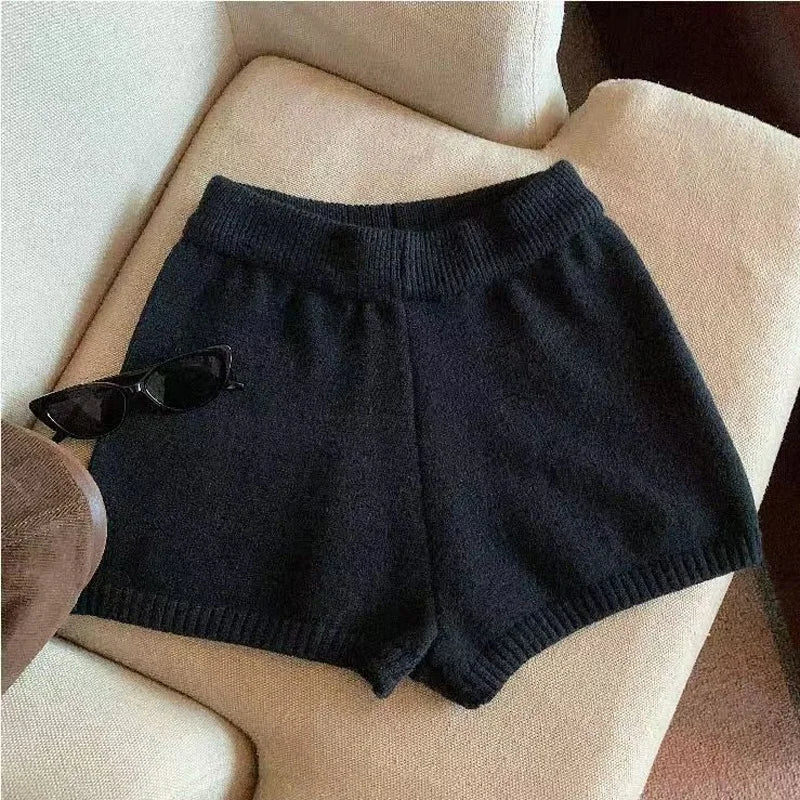 Women High Waist A-Line Shorts Thin Knit Sports Shorts For Women Casual Running Slim Bodycon Trousers 2025 Autumn Winter
