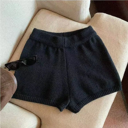 Women High Waist A-Line Shorts Thin Knit Sports Shorts For Women Casual Running Slim Bodycon Trousers 2025 Autumn Winter
