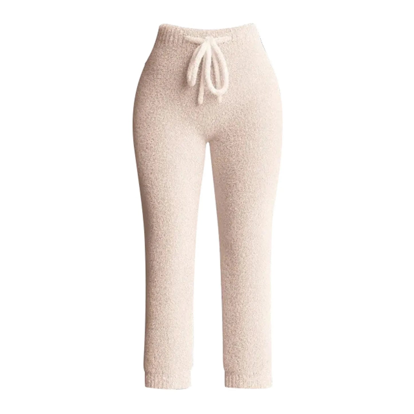 Women Lounge Pants Knitting Fleece Warm Autumn Winter Yoga Pants Butt Lifting Casual Solid Elastic Waist Workout Sweatpants