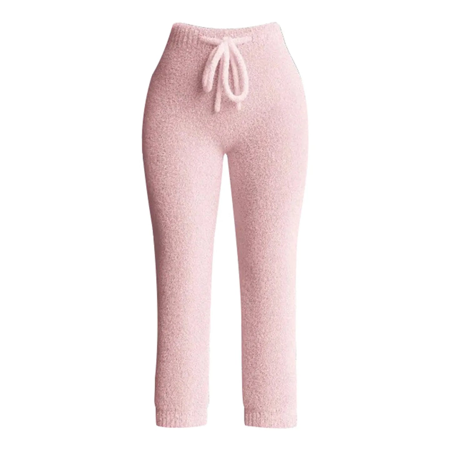 Women Lounge Pants Knitting Fleece Warm Autumn Winter Yoga Pants Butt Lifting Casual Solid Elastic Waist Workout Sweatpants