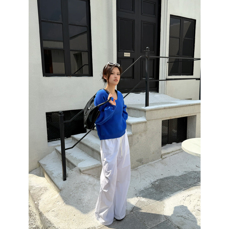 Summer Thin Lazy Feeling V-neck Loose Sun Protection Knit Sweater For Women