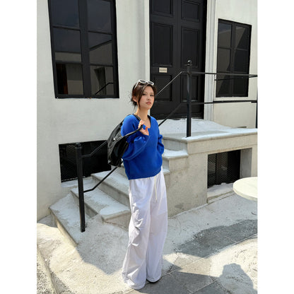 Summer Thin Lazy Feeling V-neck Loose Sun Protection Knit Sweater For Women