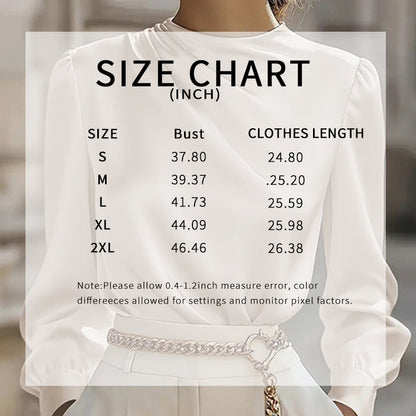 Women's Pleated Long Sleeve Blouse, Round Neck Business Casual Shirt, Dressy Fall 2025 Work Tops